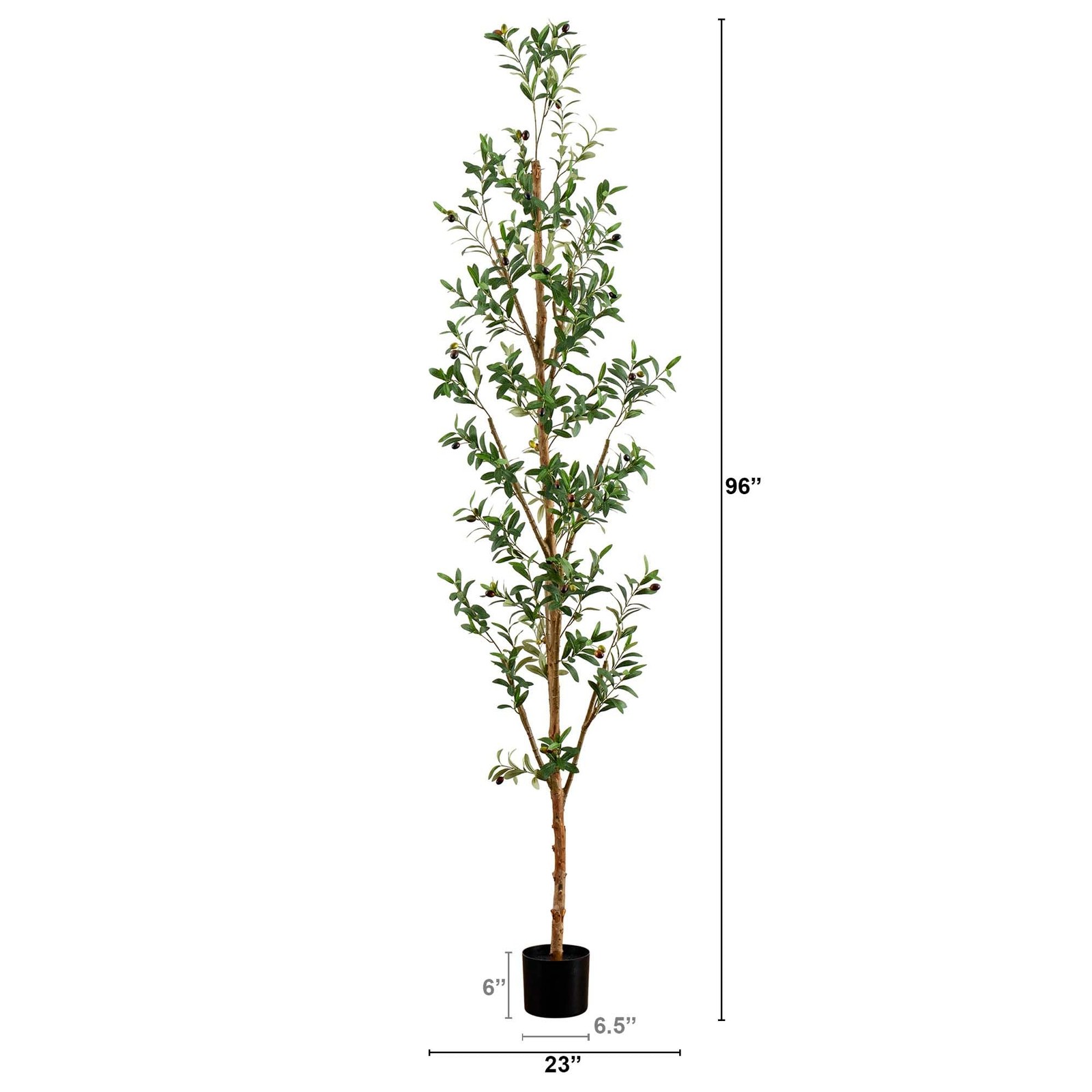8Ft Artificial Olive Tree With Natural Trunk And Faux Olives For Home Decor