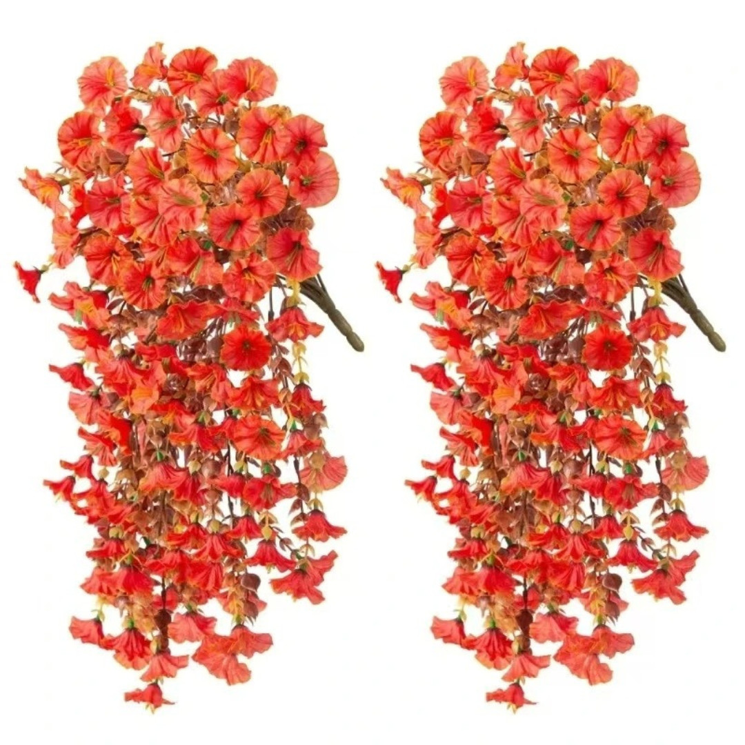 2PCS Artificial Morning Glory Vines UV Resistant Hanging Flowers Decor