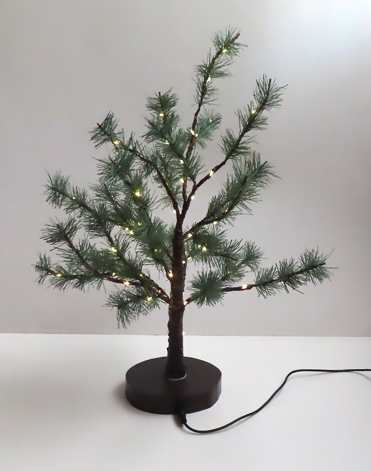 Lighted Any Season Tabletop Artificial Evergreen Tree, Bendable Branches, 18” H