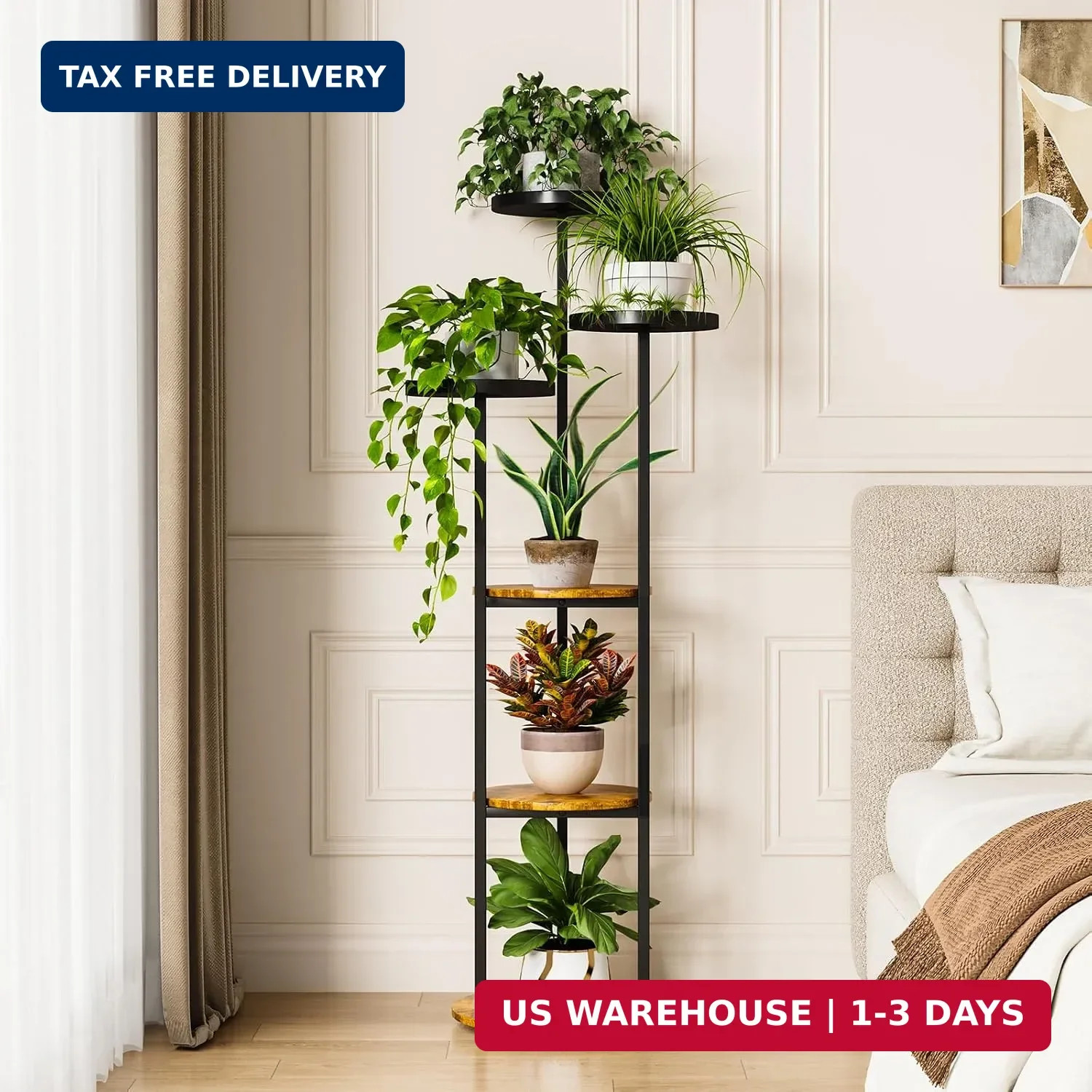 Plant Stand 6 Tier Indoor Metal Plant Shelf for Multiple Plants Corner Tall Flow