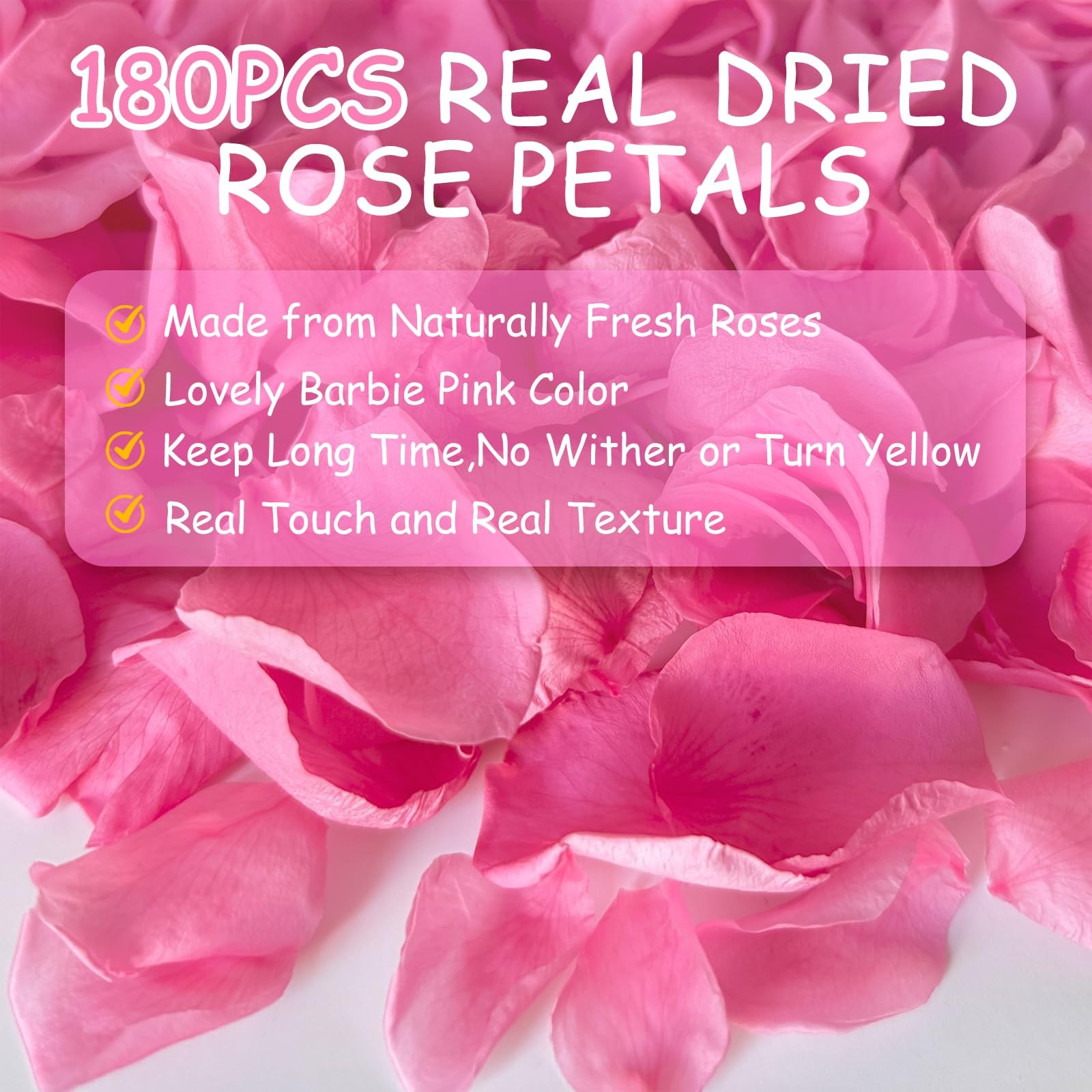 180+ PCS Real Freeze Preserved Pink Dried Rose Petals Wedding Flower Decor