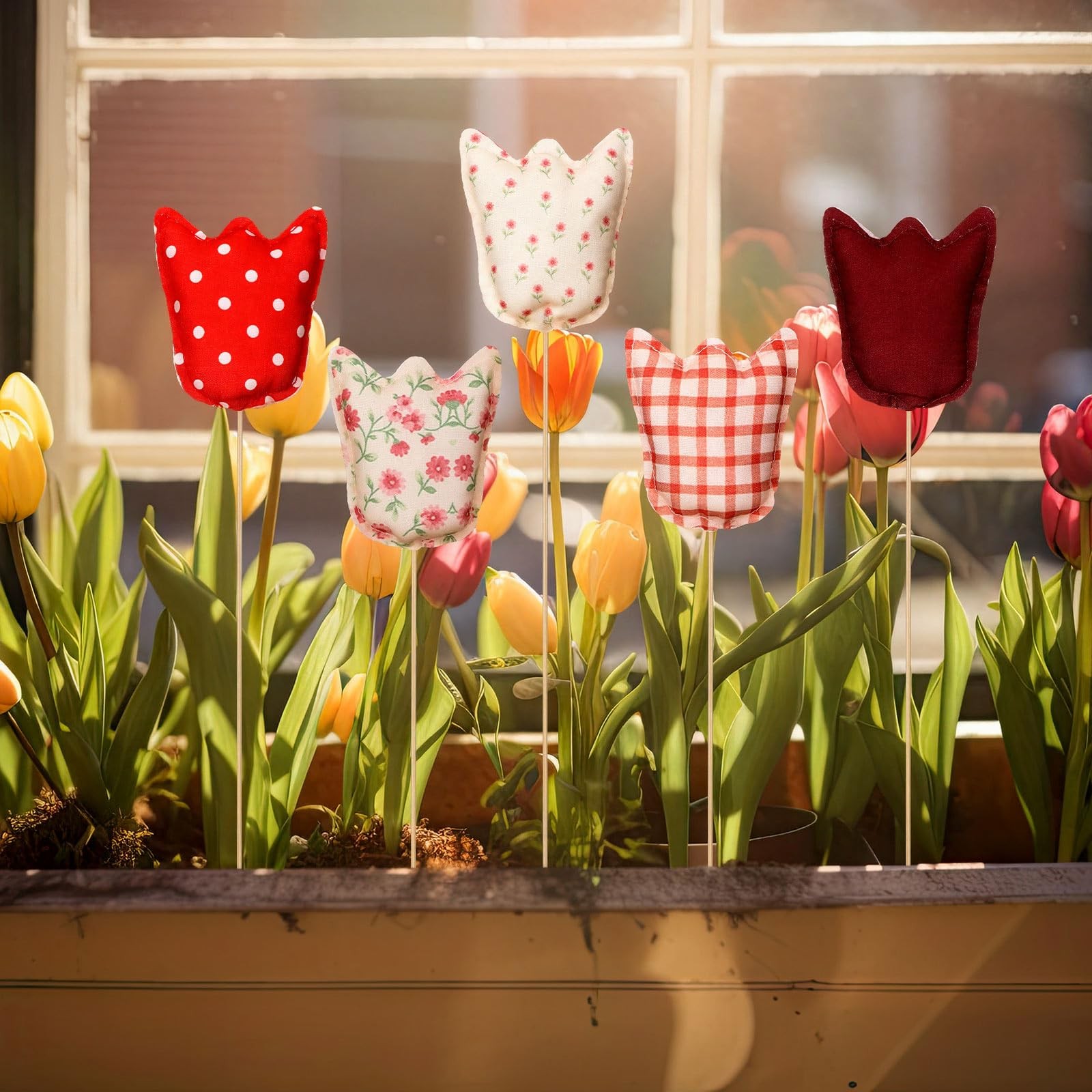 12 Pcs Fake Tulips Picks Spring Decoration Artificial Flowers Picks 13 Inch 3…