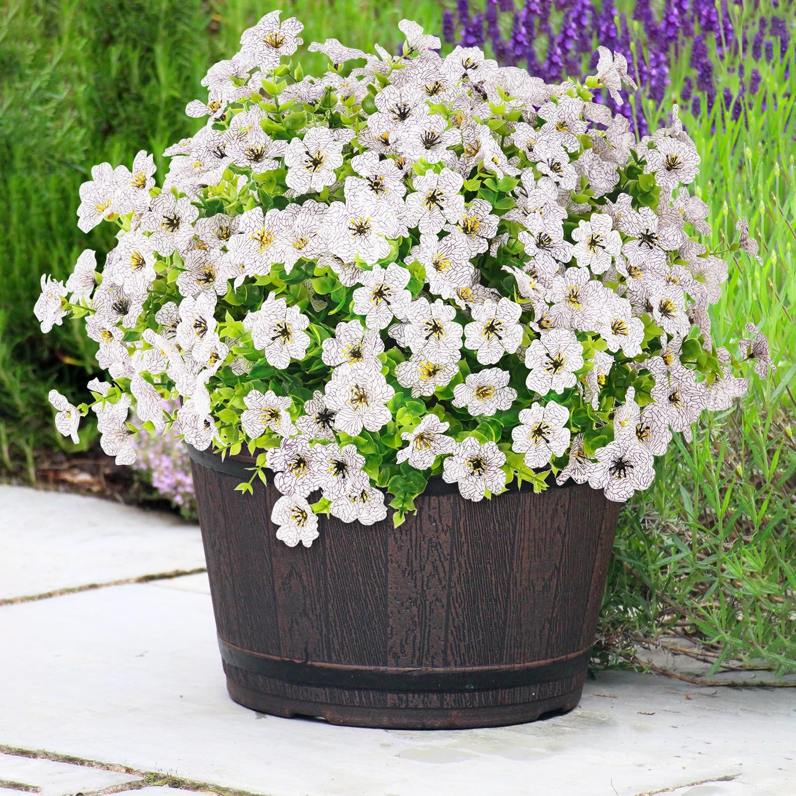 24 Bundles Artificial Flowers for Outdoor, Fake Plastic Plants for Spring Sum…