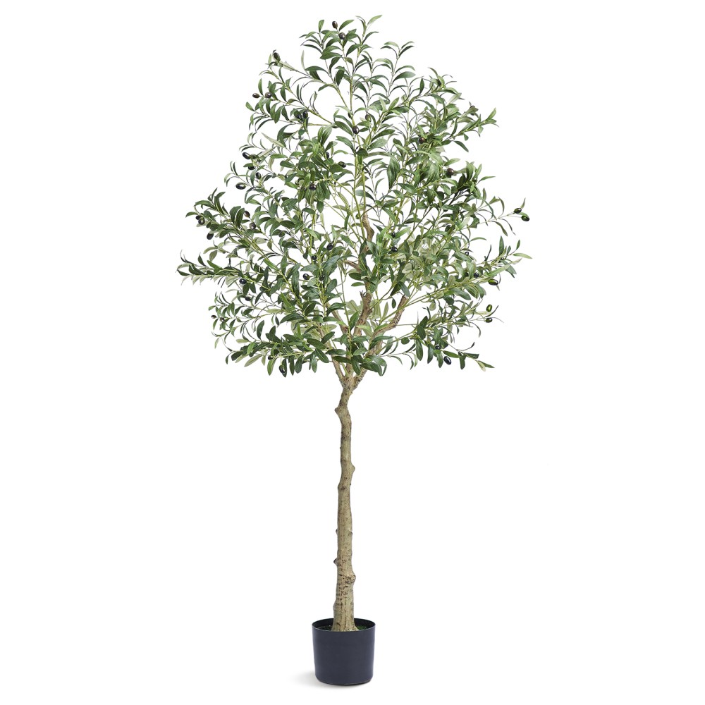 6FT Faux Olive Tree Anti-Tip Potted Plant Low Maintenance Indoor Outdoor Decor