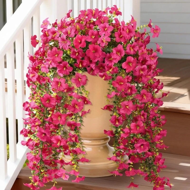 UV Resistant Faux Silk Morning Glory Hanging Flowers for Outdoor Decor