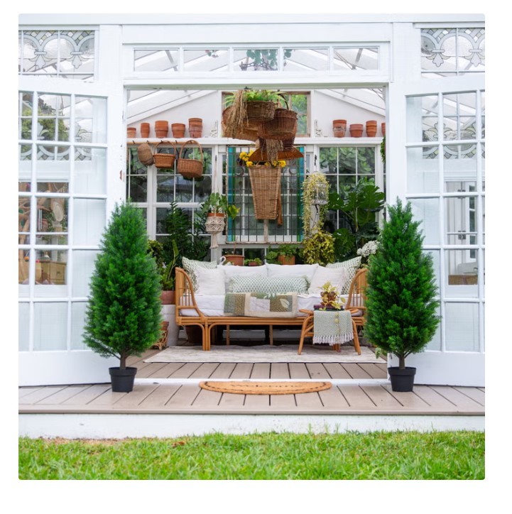 2 Pack Nearly Natural Faux 4′ UV Resistant Cedar Tree Indoor and Outdoor NEW