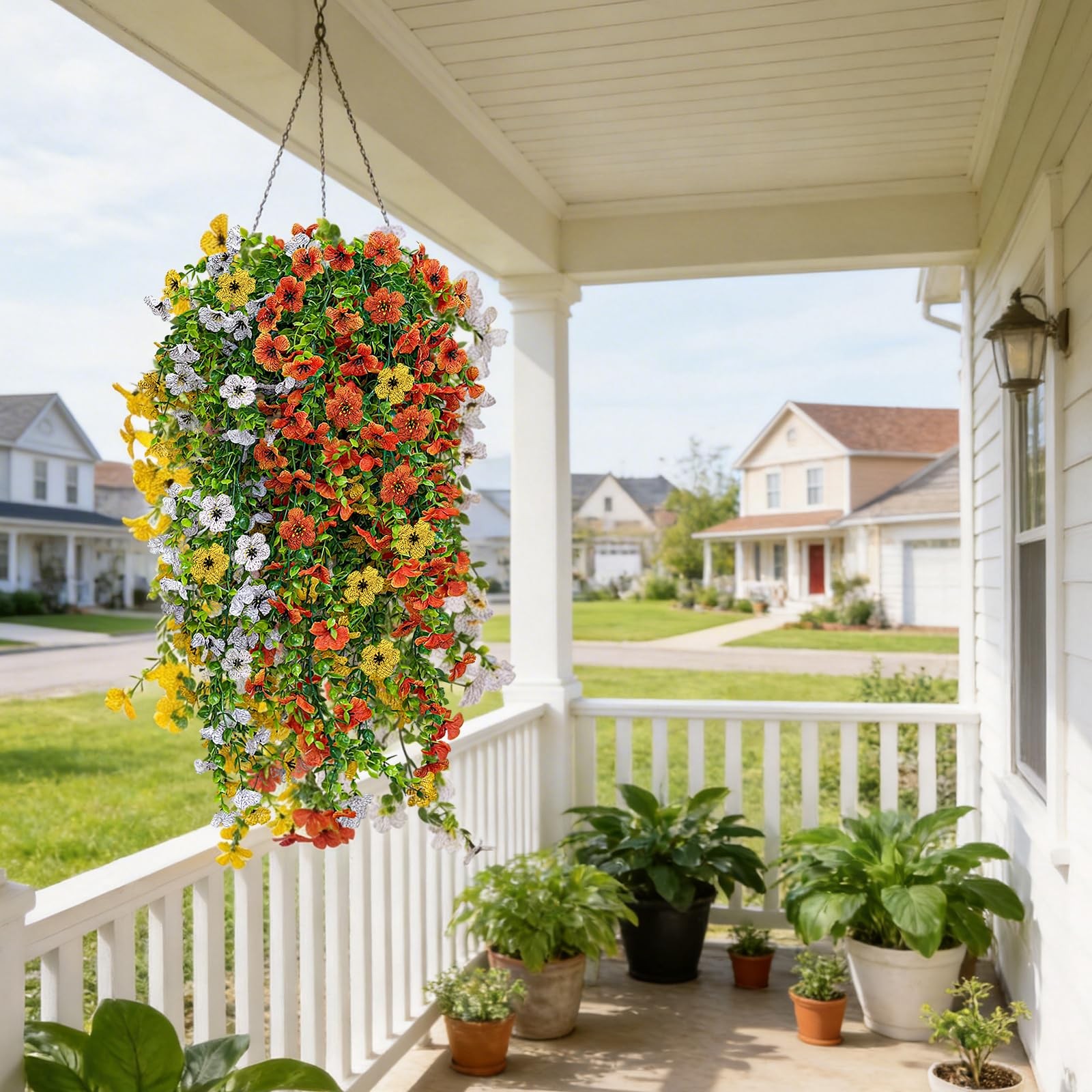 6Pcs Mix Color Artificial Flowers for Outdoors Hanging Flowers Plants for Spr…