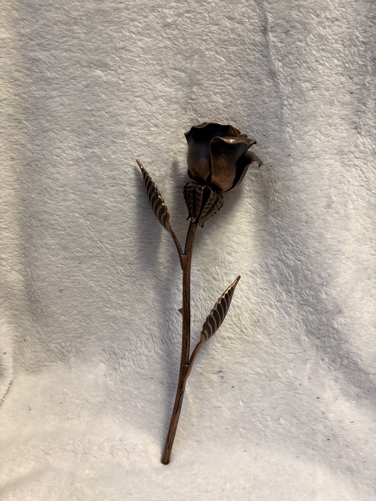 Handcrafted Bronze Metal Rose –
