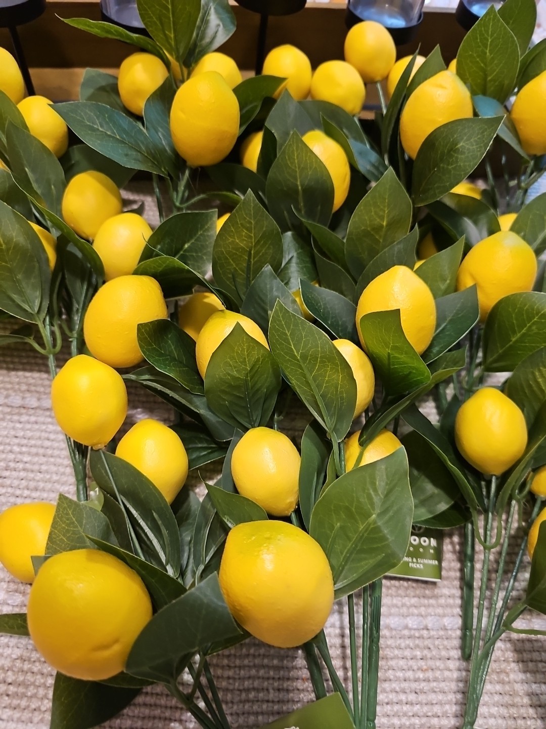 12 NEW 11″ SPRING SUMMER LEMON LEAVES Floral Pick Decor FRUIT YELLOW FREE SHIP