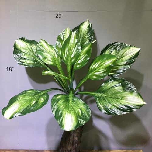2Pcs 19″ Large Faux Hosta Plants – Artificial Perennial Cordyline for Home Garde