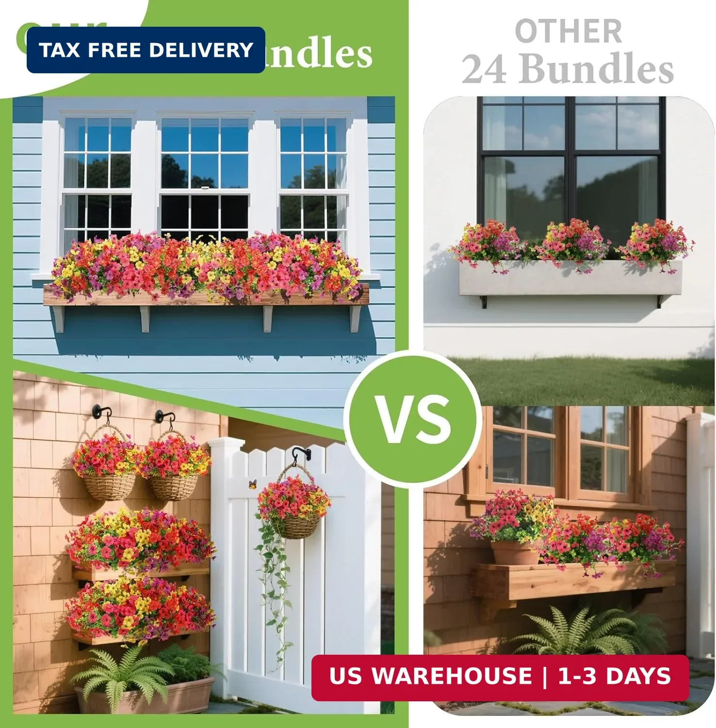 SAEUYVB 32 Bundles Artificial Flowers for Outdoors,All Weather Fake Flowers | 4