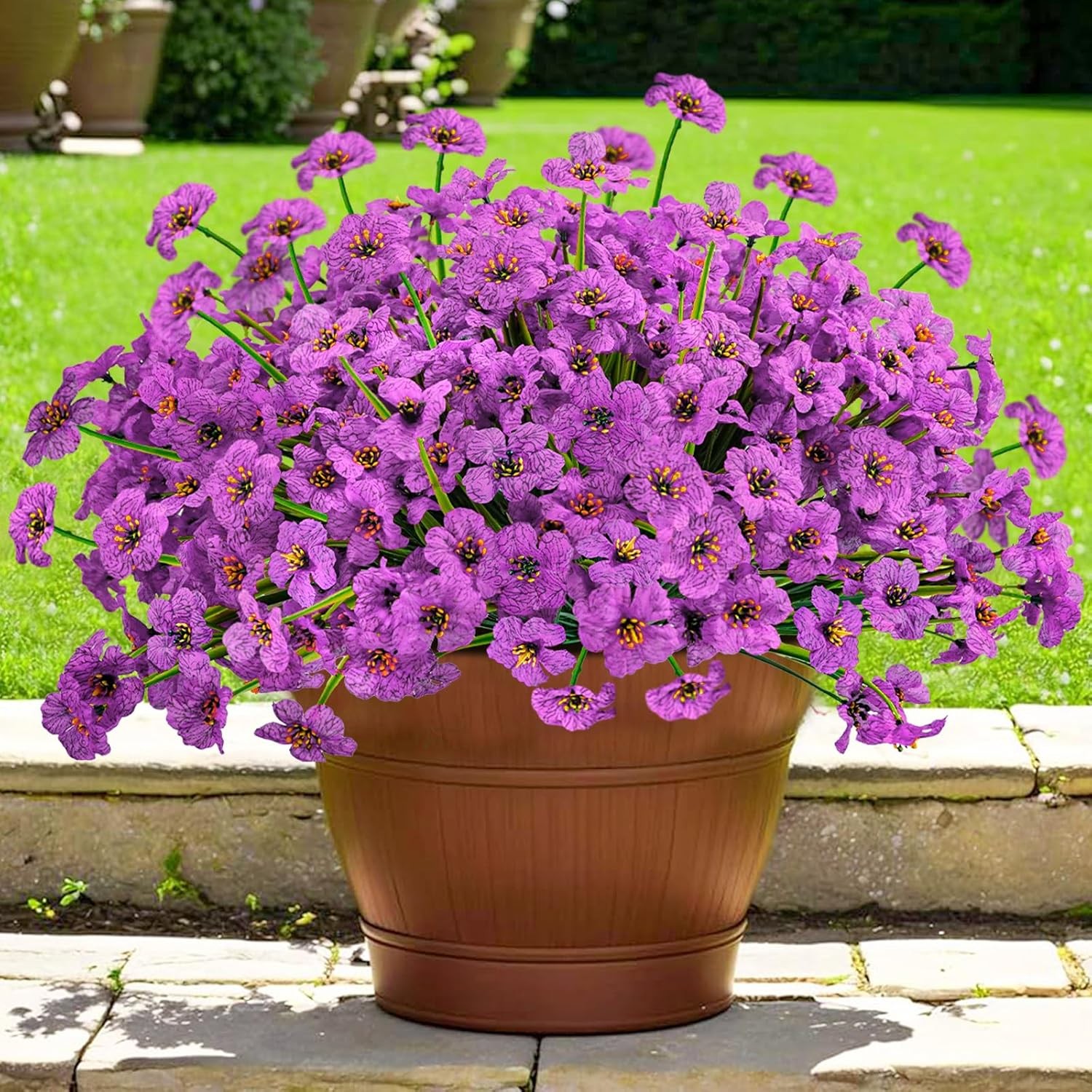48 Bundles Outdoor Artificial Flowers UV Resistant Fake Silk Flower Faux Plastic