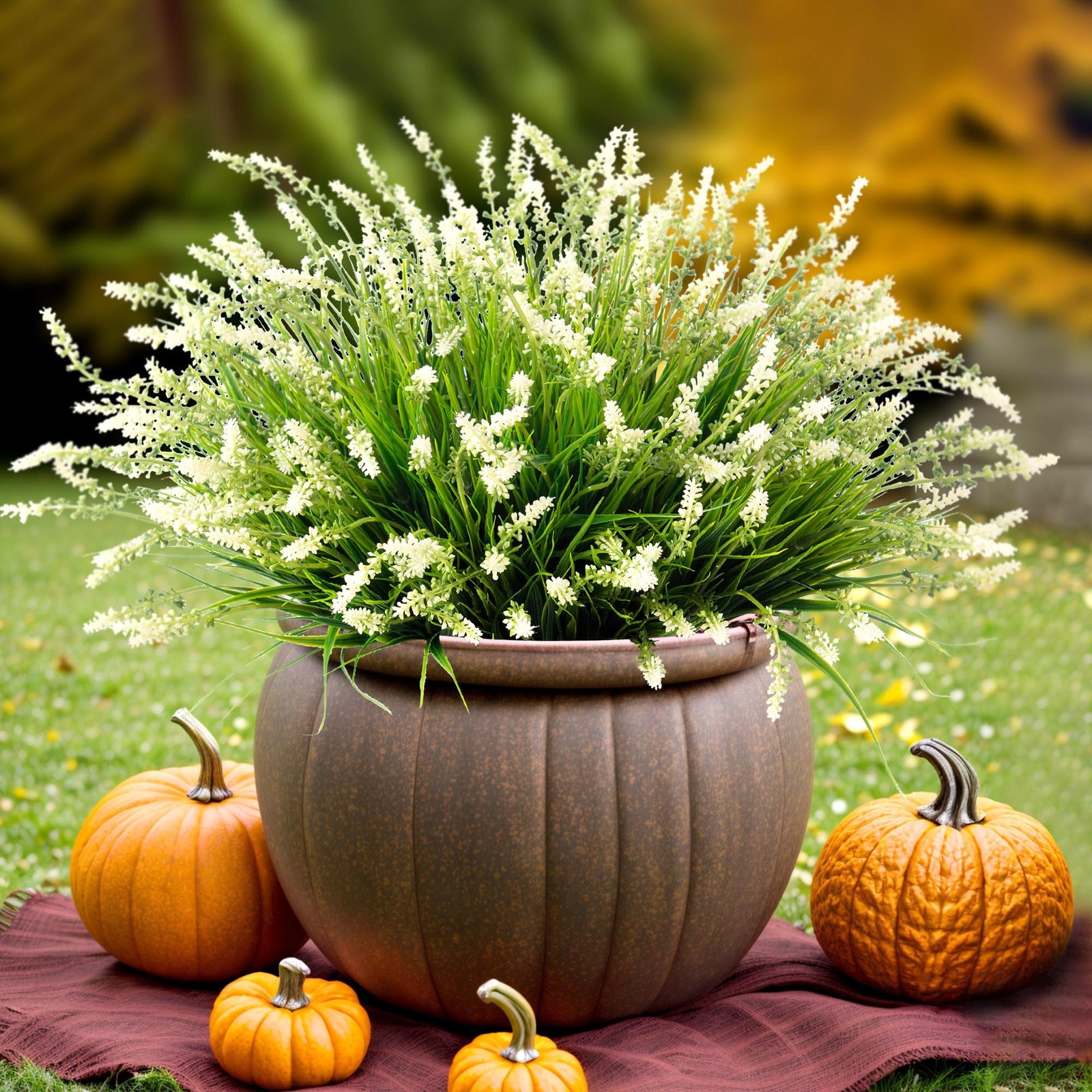 Artificial Faux Plants Flowers for Outdoor Decorations, Fake Monkey Grass for…