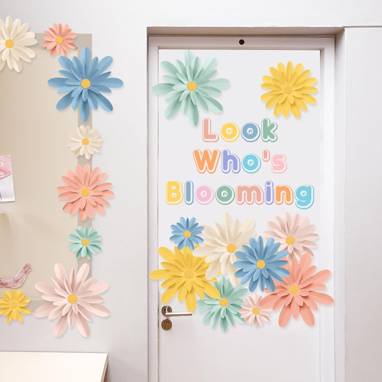 18 Pcs Paper Flowers Decorations for Wall DIY Flower Bulletin Board 3D Paper Flo