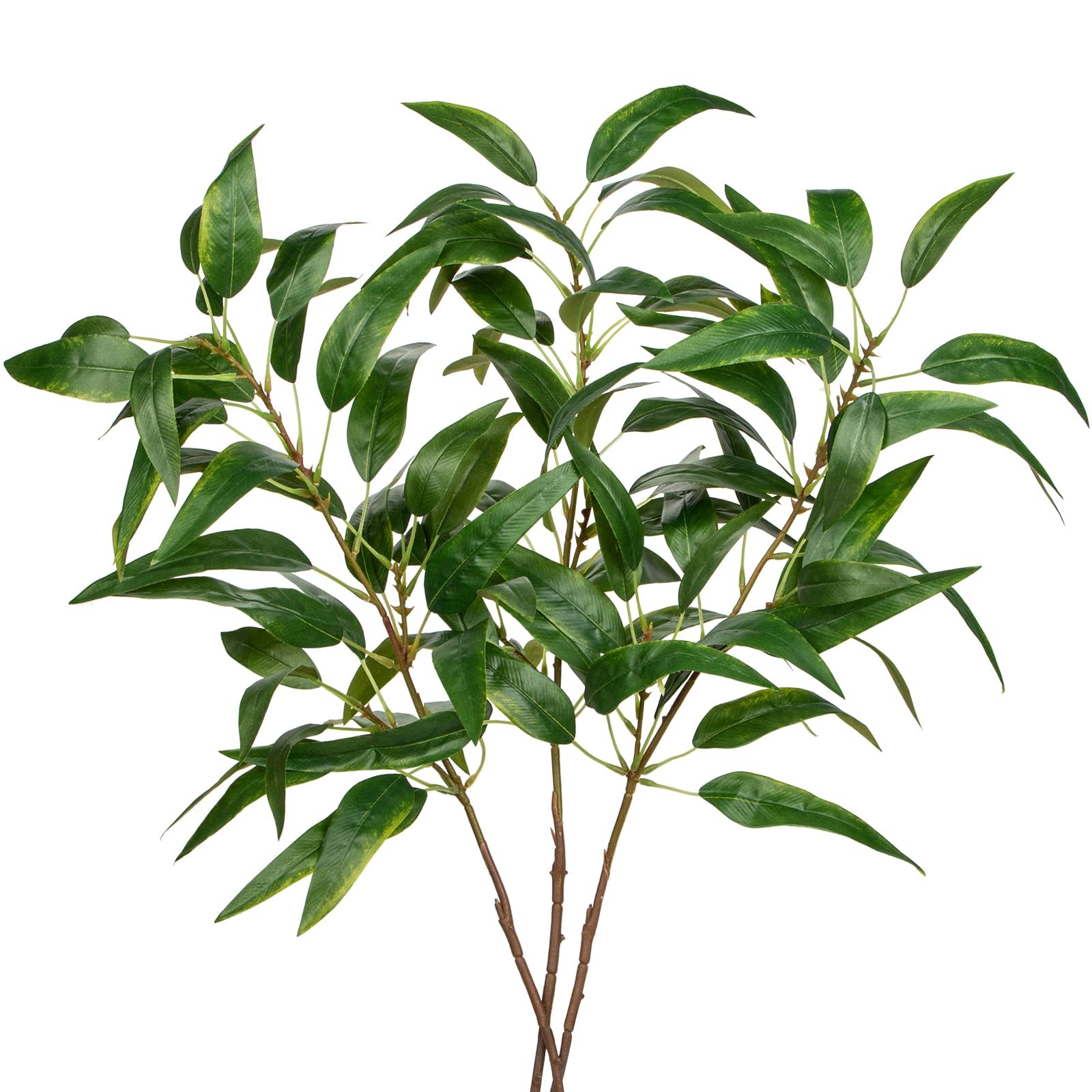 Faux Eucalyptus Stems Willow Eucalyptus Leaves 34” Long Fake Salix Leaves 3 Pcs