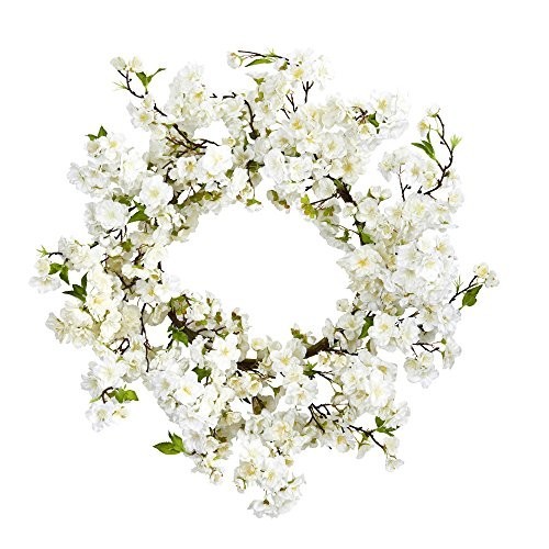 24in Artificial Cherry Blossom Wreath – Beautiful Home Decor for Spring & Summer