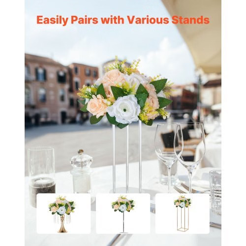 Flower Ball Arrangement Bouquet 10 PCS, 9.5-Inch Diameter Artificial Flower Ball