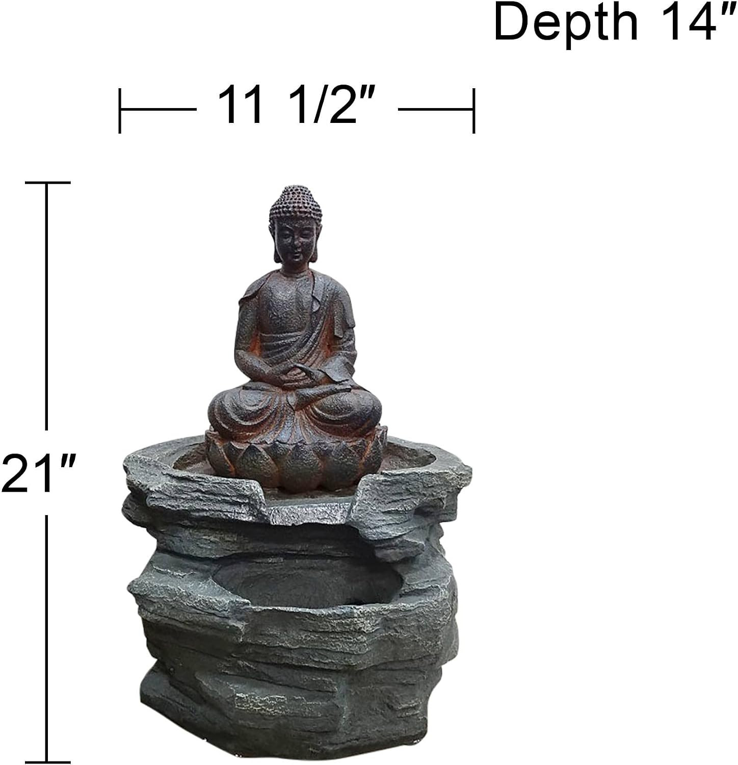 Sitting Buddha 21″ High Large Zen Asian Indoor Outdoor Decor Faux Stone Floor Fo