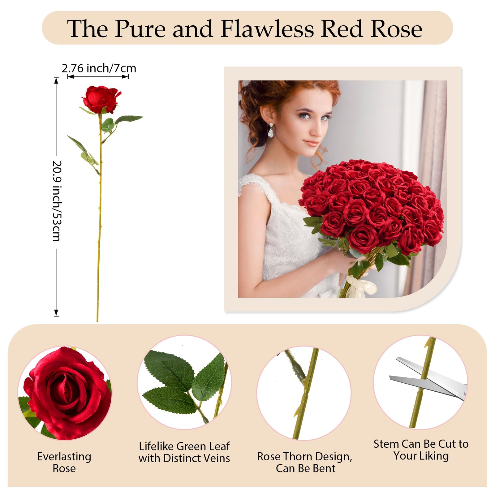 20Pcs Babys Breath Artificial Flowers Bulk, 12Pcs Fake Red Roses, DIY Wedding…