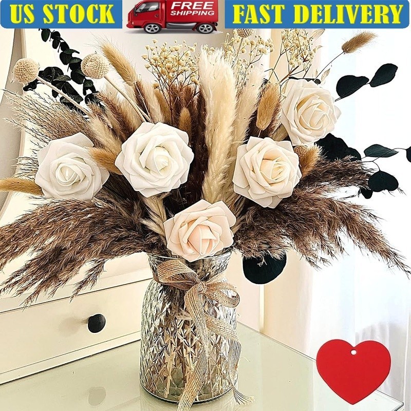 Elegant Artificial Flower Arrangement W/ Glass Vase Table Centerpiece Decor New
