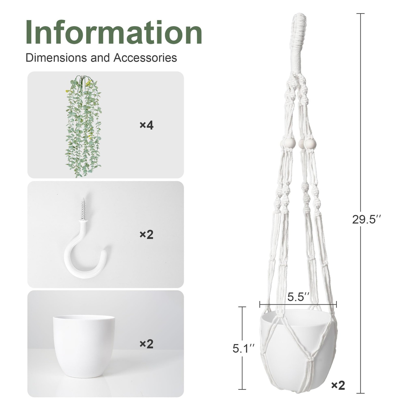 2 Packs Fake Hanging Plants with Pots, Artificial Eucalyptus Hanging Plants w…