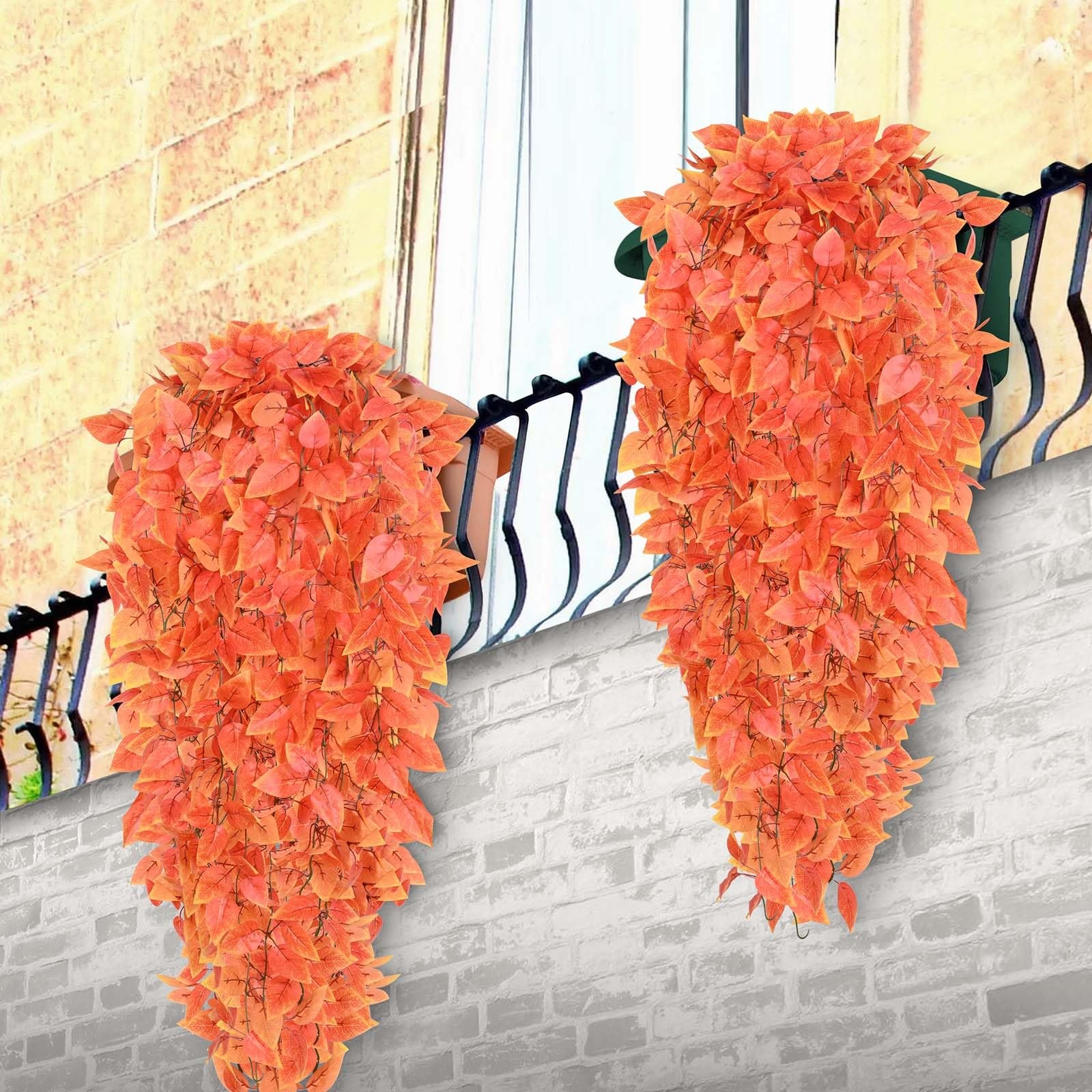 Fake Hanging Plants, 2pcs Artificial Hanging Plant, Faux Orange Vines Hanging…
