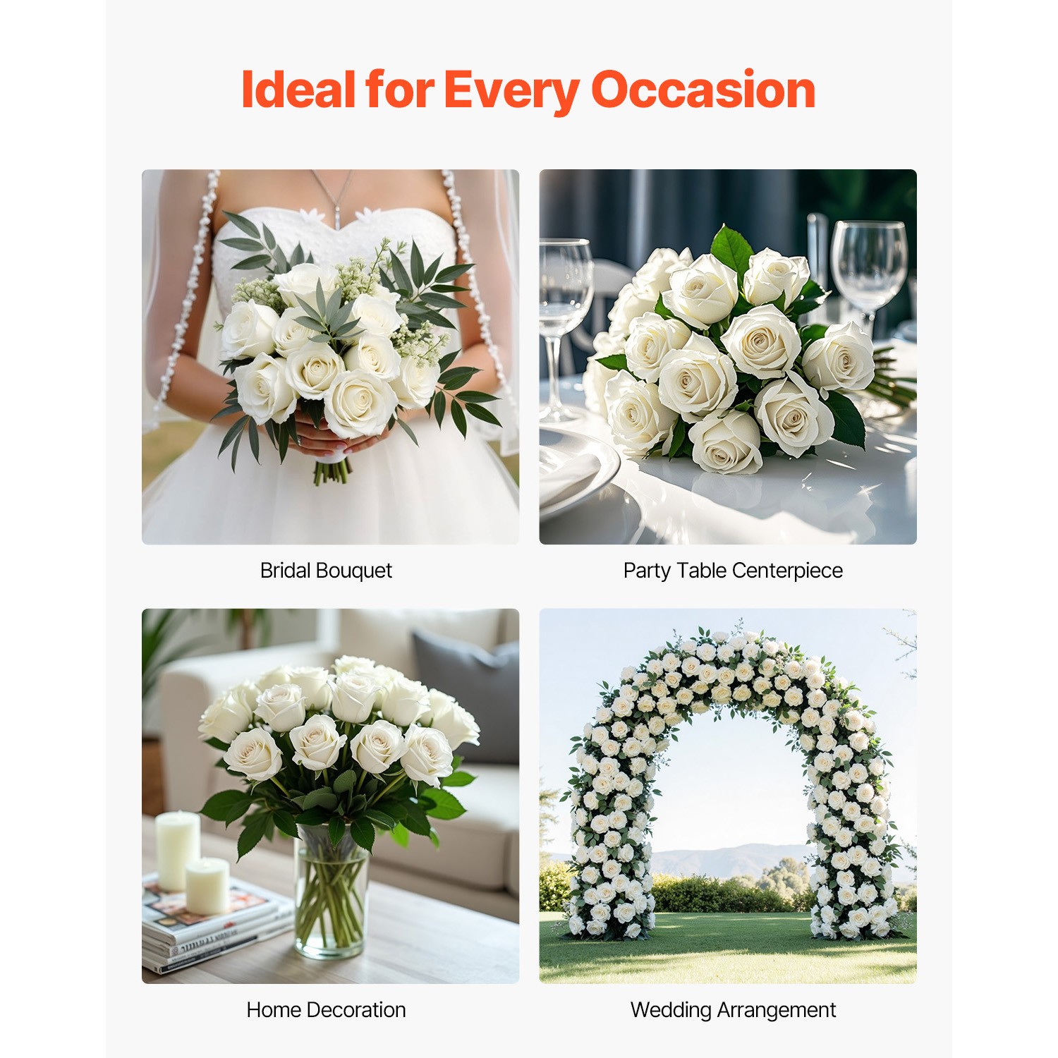 Uimoso 60 Pcs White Roses Artificial Flowers Realistic Bouquet Xmas Home Decor