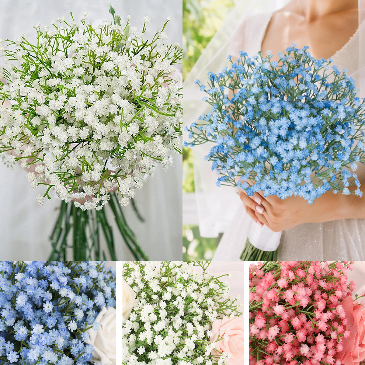 Artificial Flowers Gypsophila Bunch Real Touch Fake Plants DIY For Money Bouquet