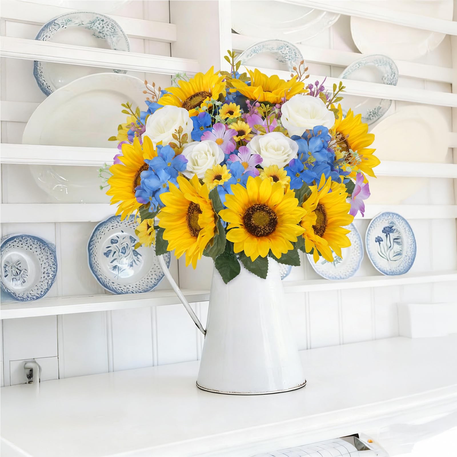 2Pcs 17.7Inch Sunflowers Artificial Flowers Bouquets Cemetery Flowers for Gra…