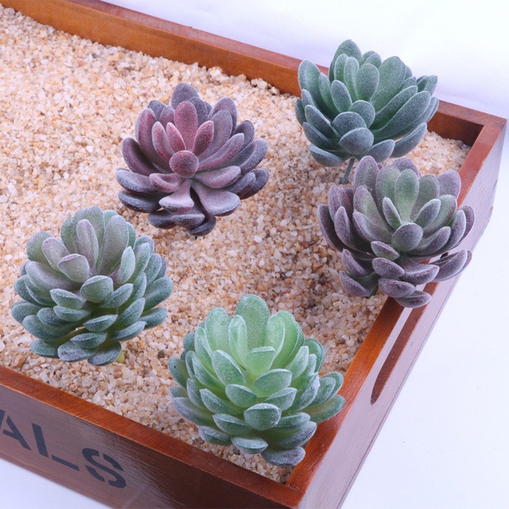 6Pcs Reusable Simulated Succulent Plants Assorted Color PVC for Home Decor