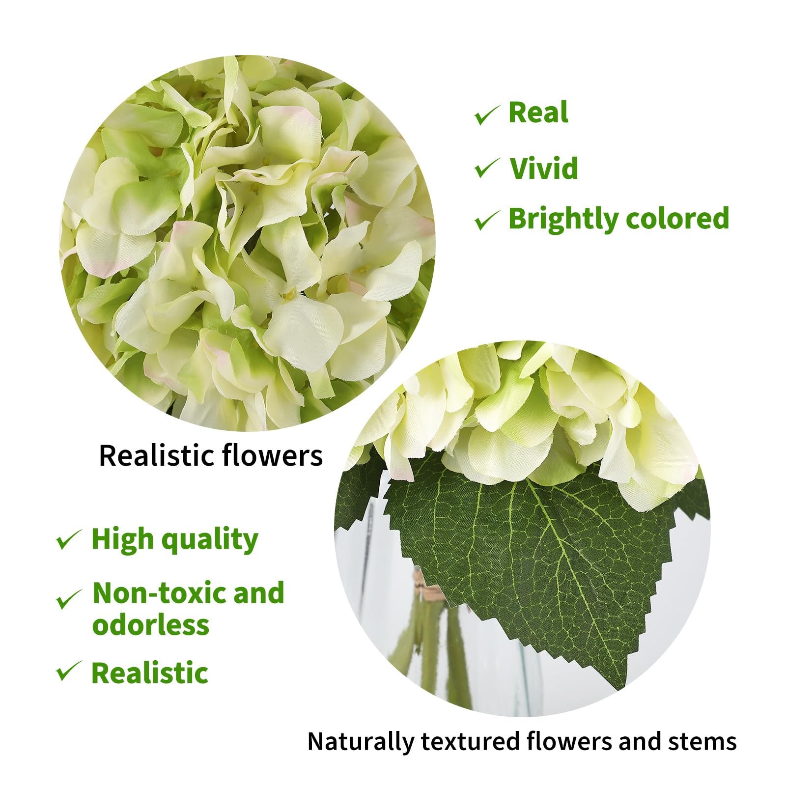 homfan 5-Piece Artificial Hydrangea Arrangement in Glass Vase – Fade-Resistan…