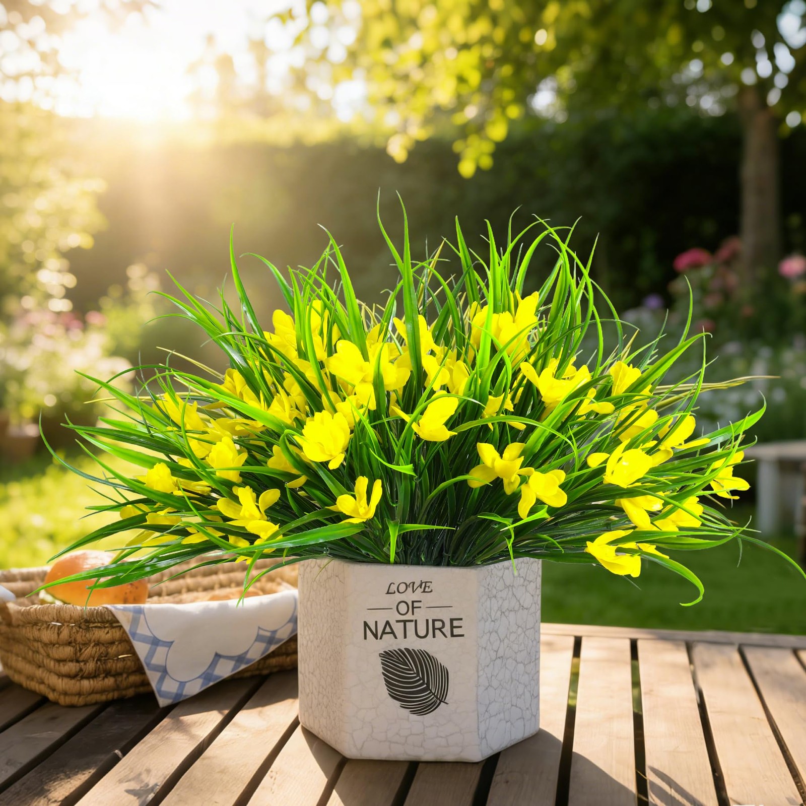16 Bundles Artificial Plants Flowers for Outdoor Fake Monkey Grass with Outside