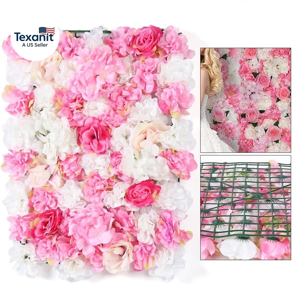 8X Artificial Rose Flower Wall Panels Artificial Silk Wedding Decor Party Home A