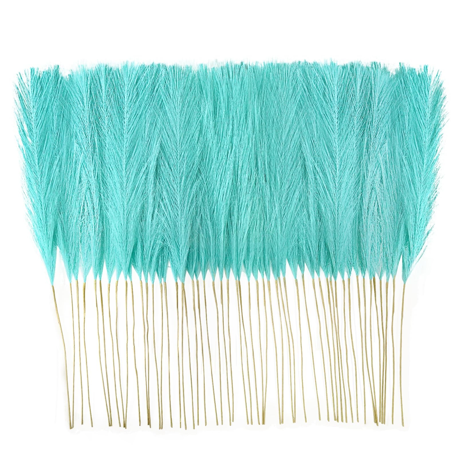 50 PCS Light Blue Faux Pampas Grass Short Artificial Branches 21.6 Inch