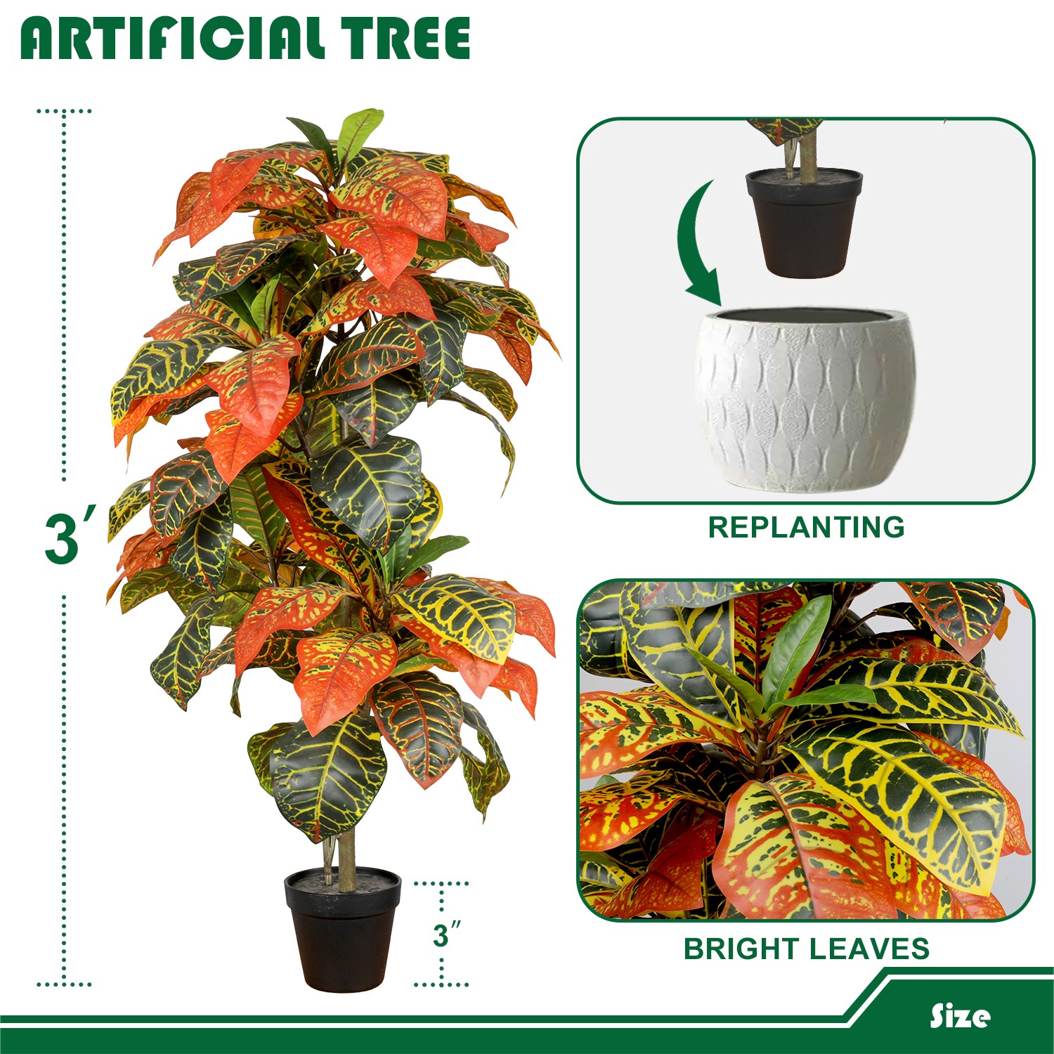 Goleray 3ft Artificial Fall Trees Home Decor Faux Plant 1/2 Pack Indoor Outdoor