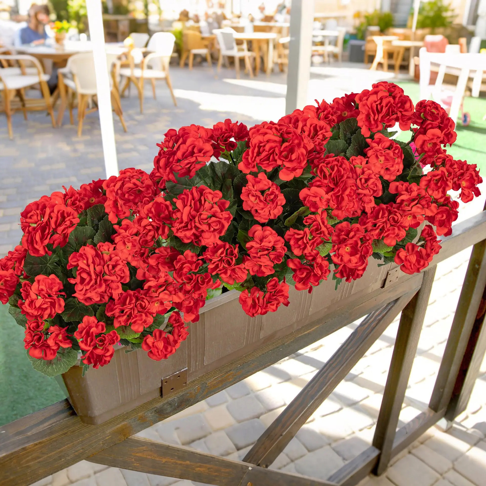 2/4Pcs Artificial Flowers Faux Geranium UV Resistant Fake Flower for Planter Out