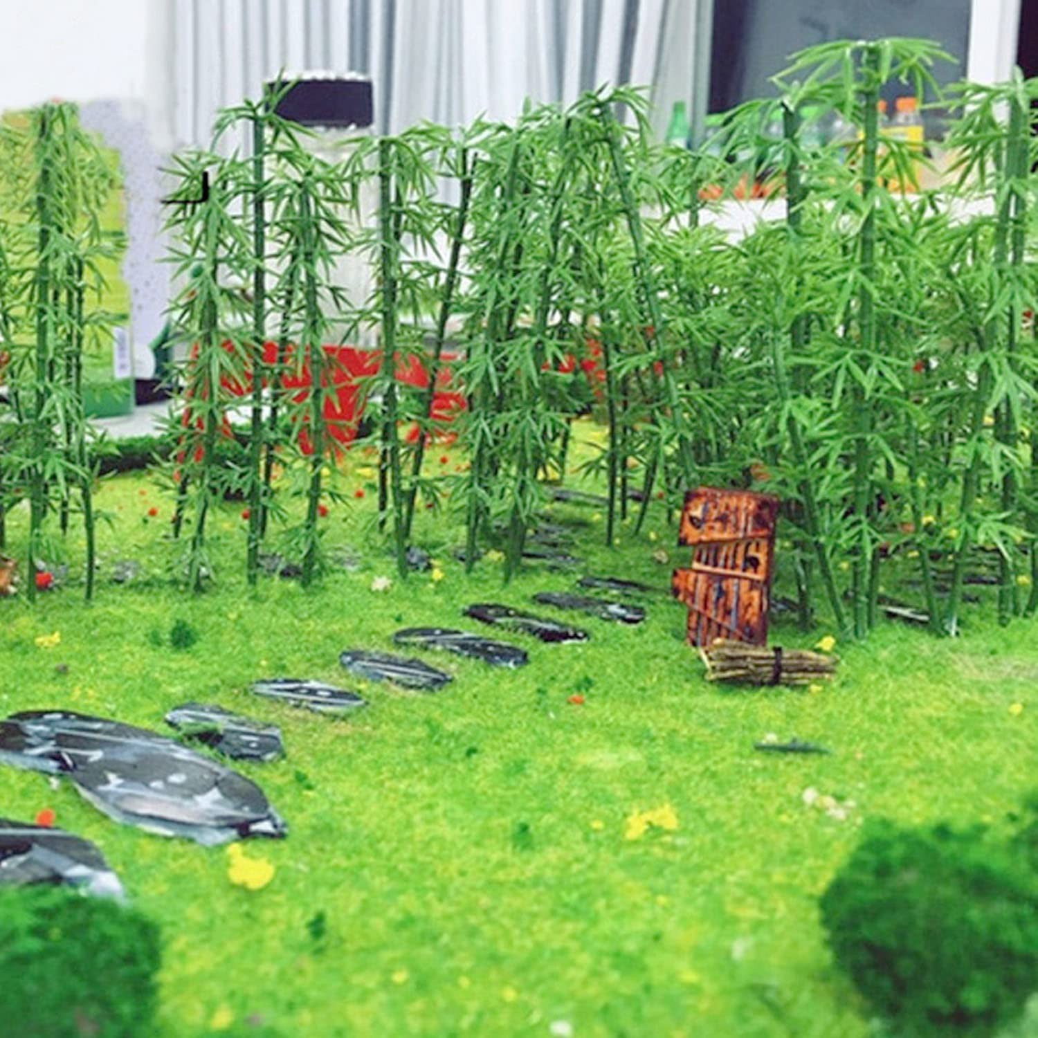 40pcs Model Bamboo Trees Green Plastic Mini Trees Home Decoration NEW