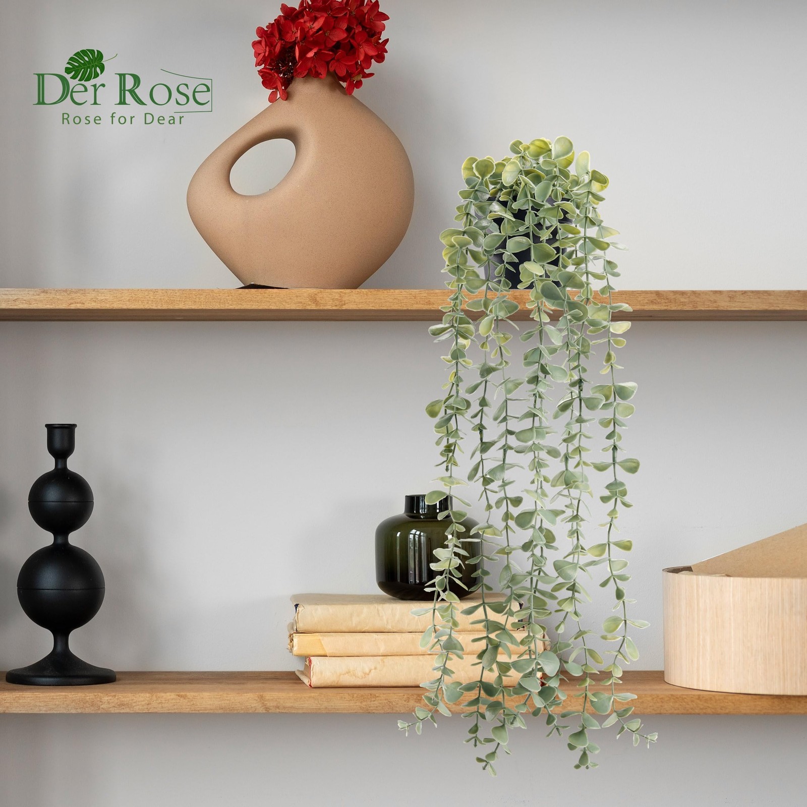1Pcs Fake Plants Hanging Artificial Potted Faux Eucalyptus Plants Decor Indoor