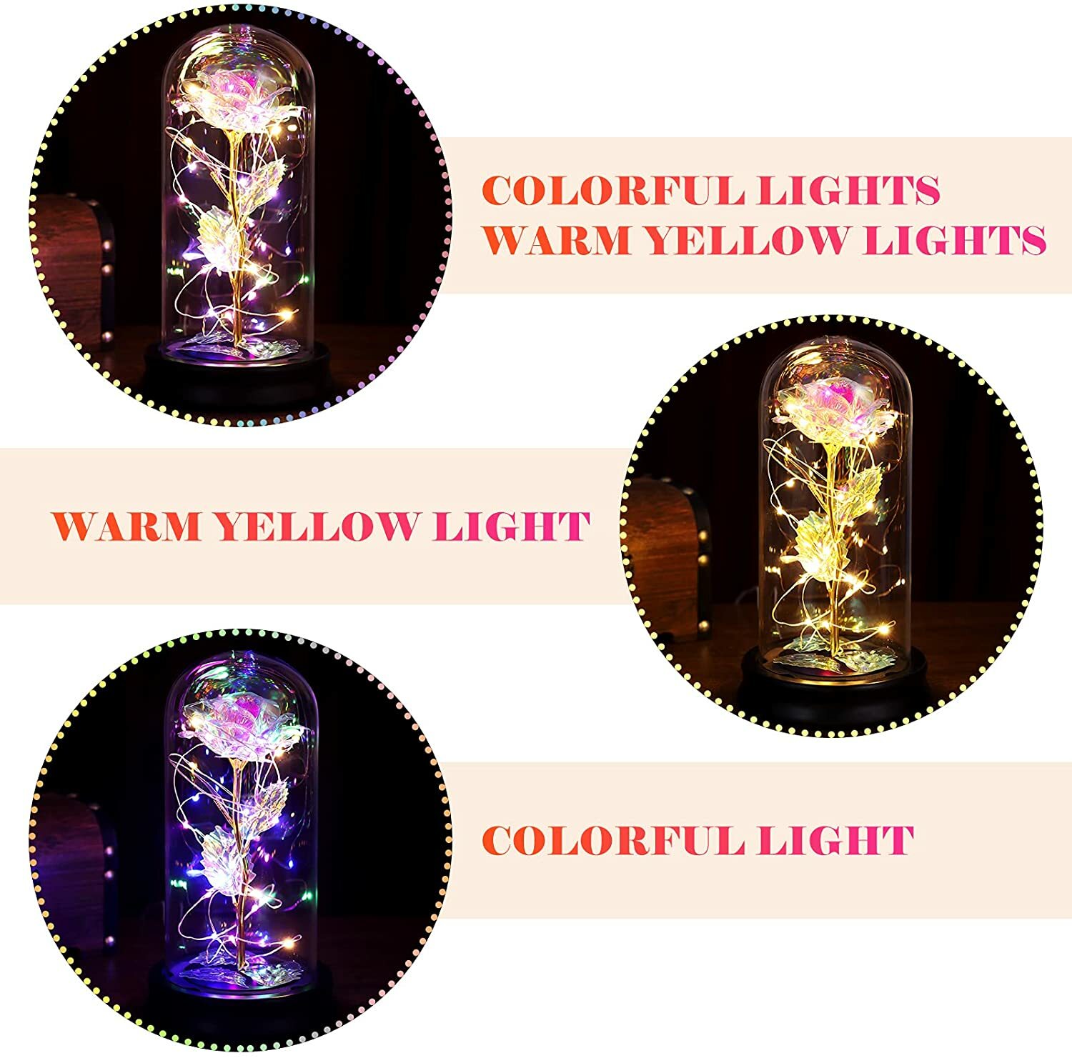 Mother’s Day for Mom Colorful Artificial Flower Rose Led Light String On The Col