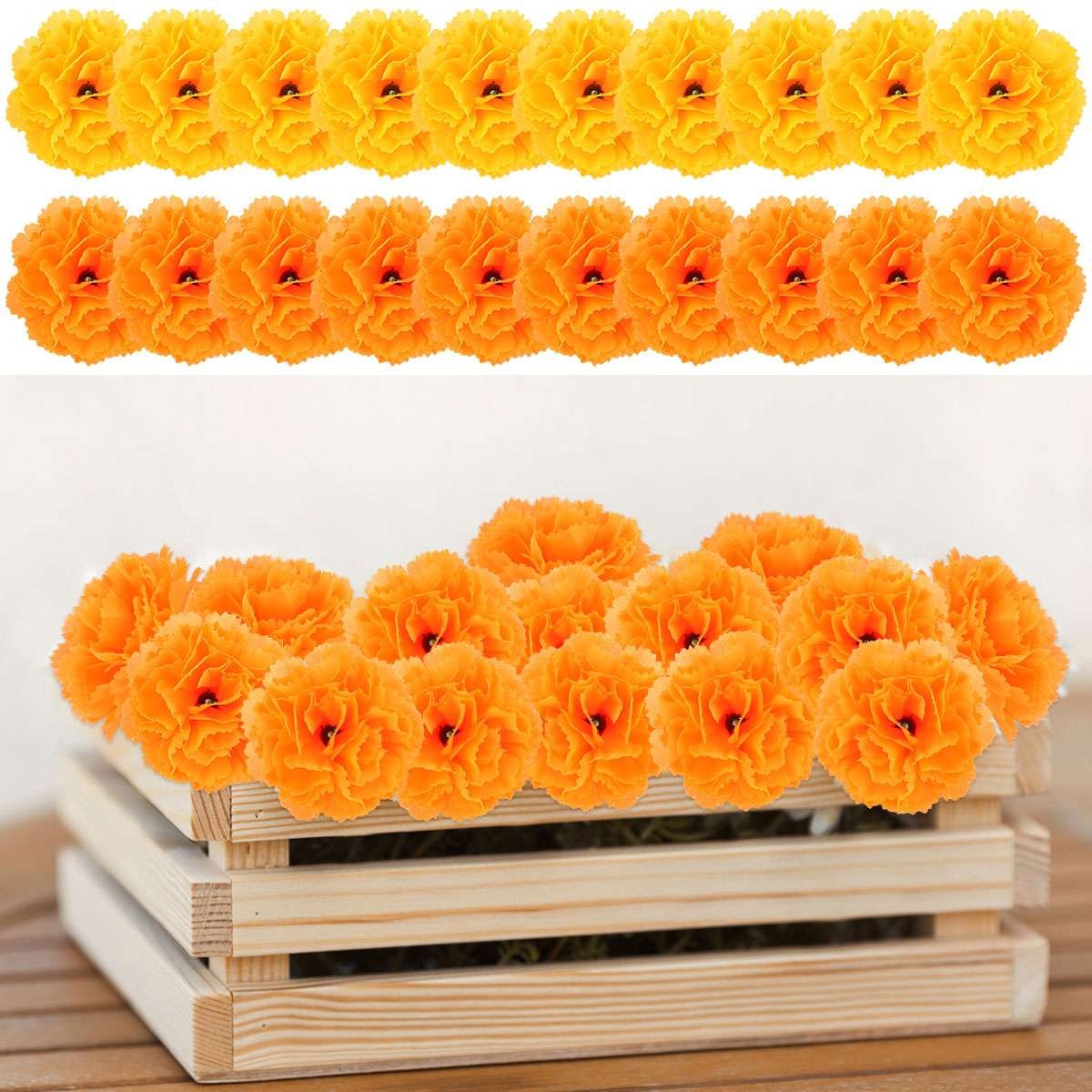 10-50 Pcs Artificial Marigold Flowers Silk Marigold Flower Headsorange Flowers
