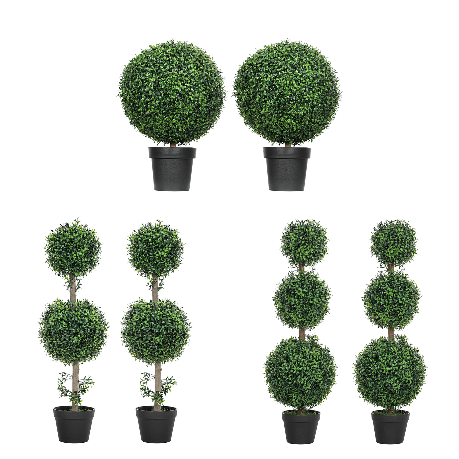 HOMCOM Set of 2 Decorative Artificial Plants Boxwood in Pot