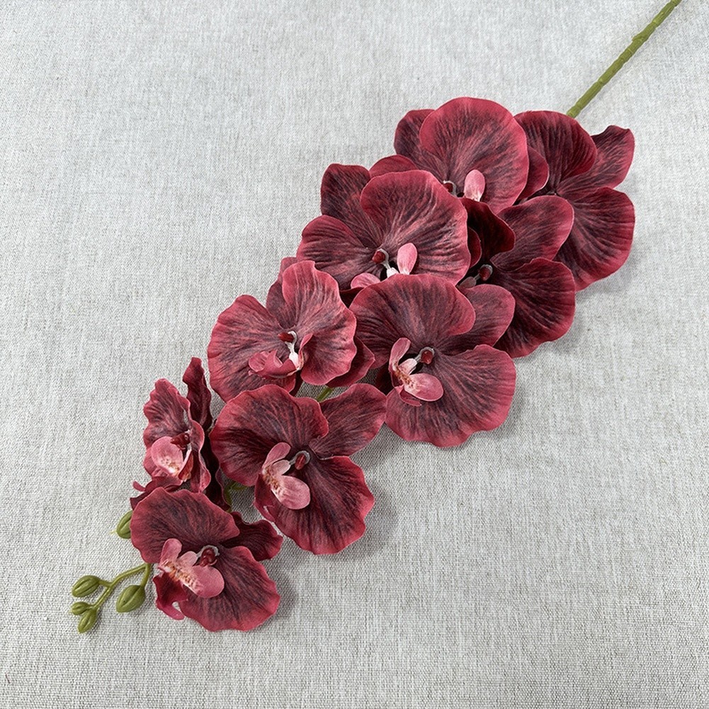 Silk Matte Phalaenopsis 9 Head Artificial Flowers for Foyer Table Decor