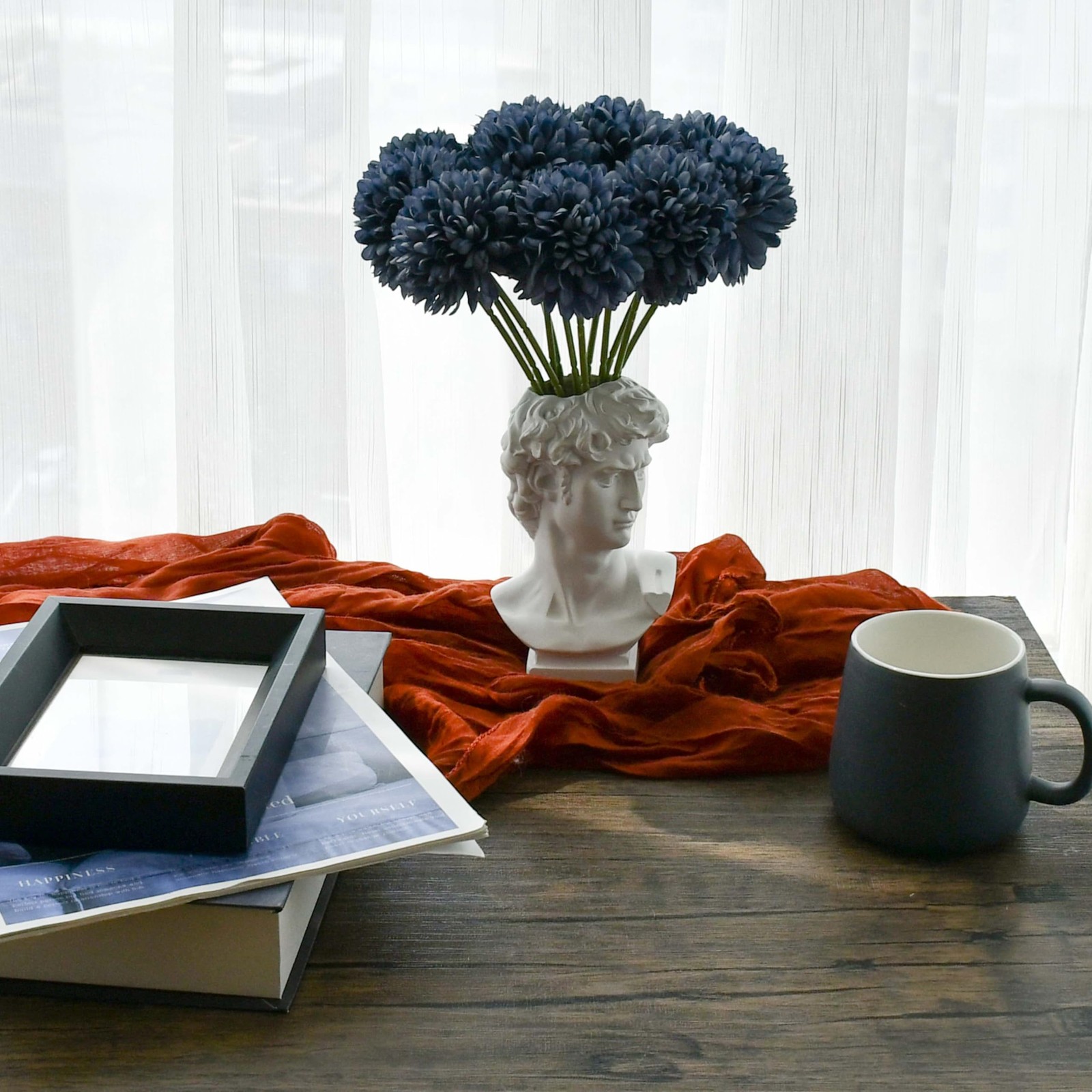 12 PCS Dusty Blue Artificial Chrysanthemum Mums Silk Flowers Home Centerpiece