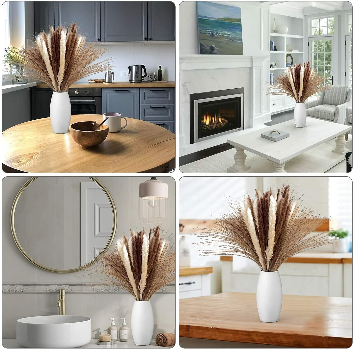 80Pcs Natural Dried Pampas Grass Reed Flower Bunch Xmas Wedding Valentines Gift