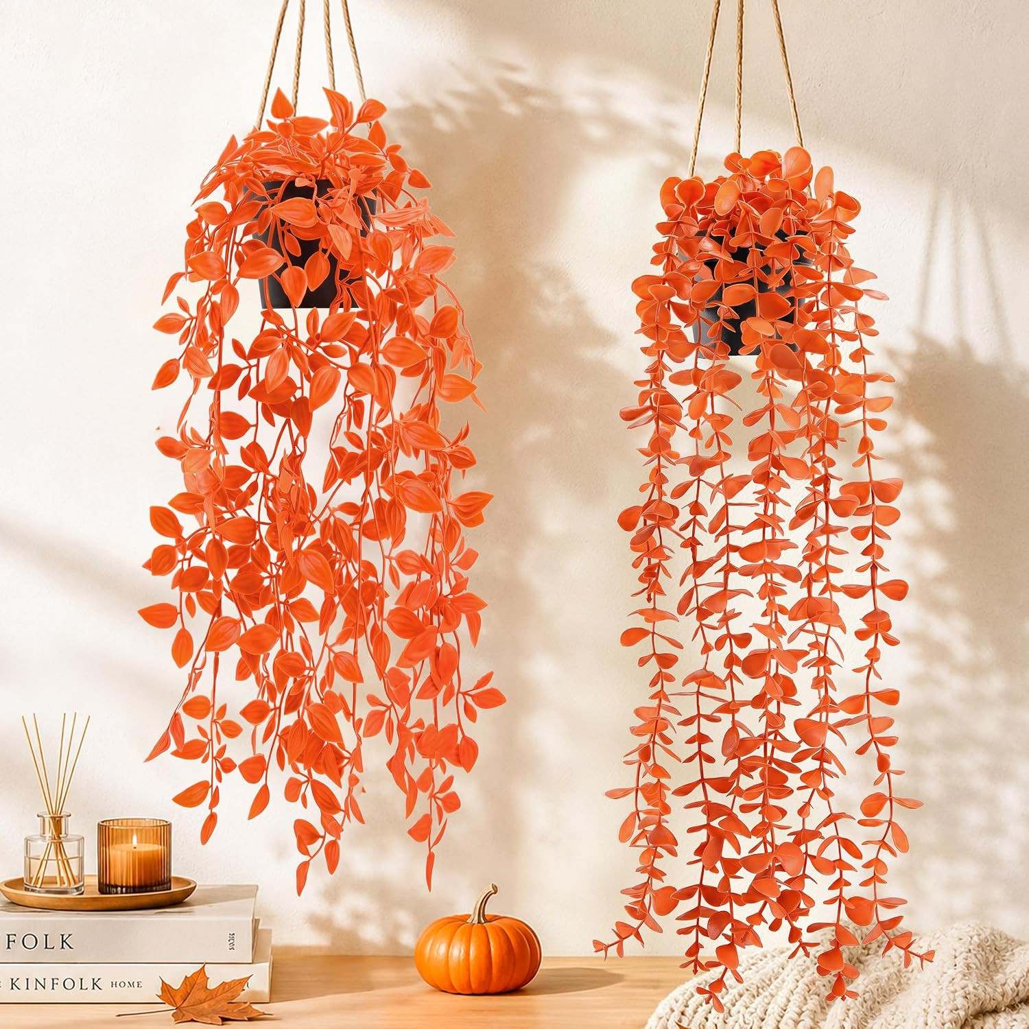 3Pcs Fake Plants Hanging Artificial Decor Faux Potted Eucalyptus Plants for Boho