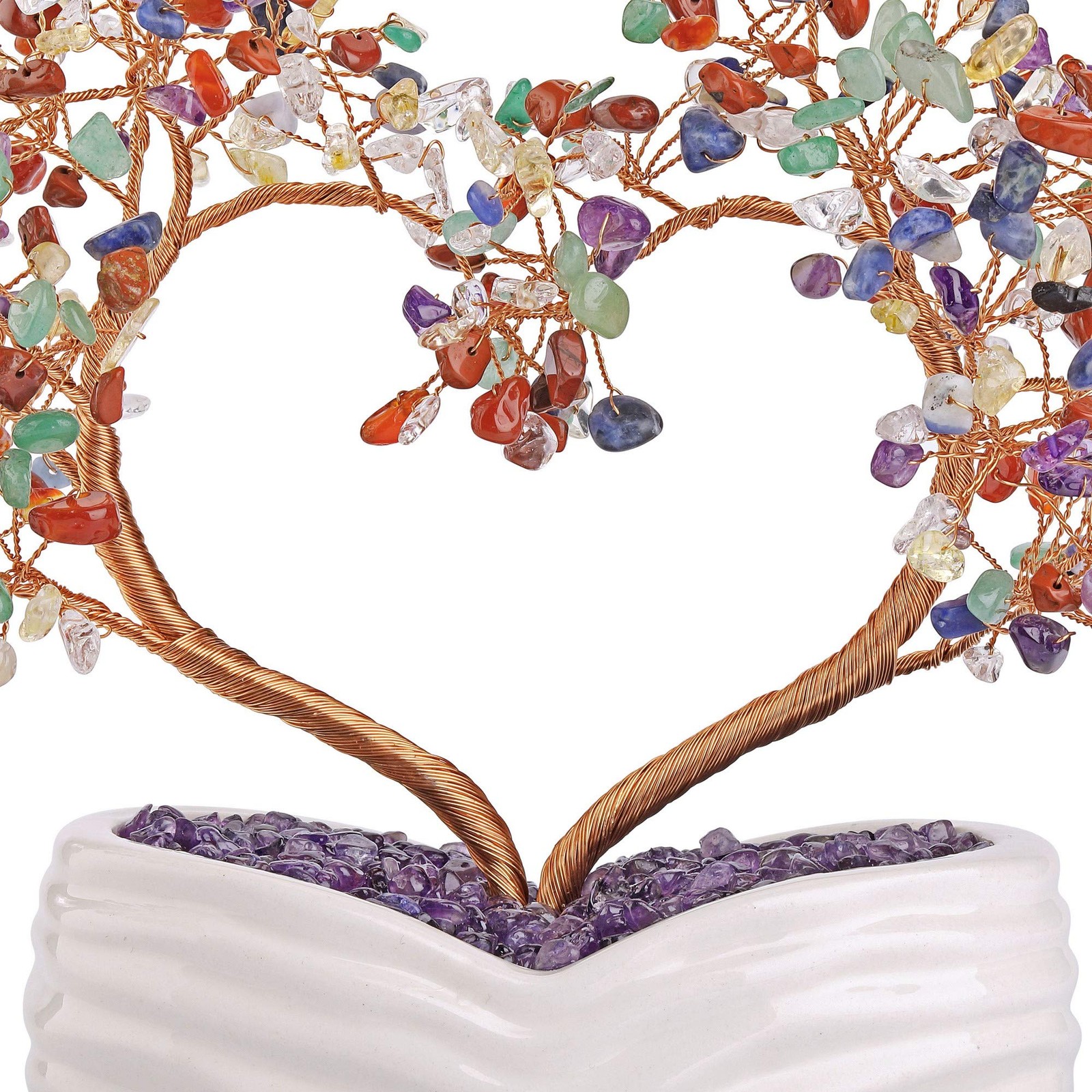 7 Chakra Healing Crystal Heart Money Tree Healing Gemstone Bonsai for Wedding…