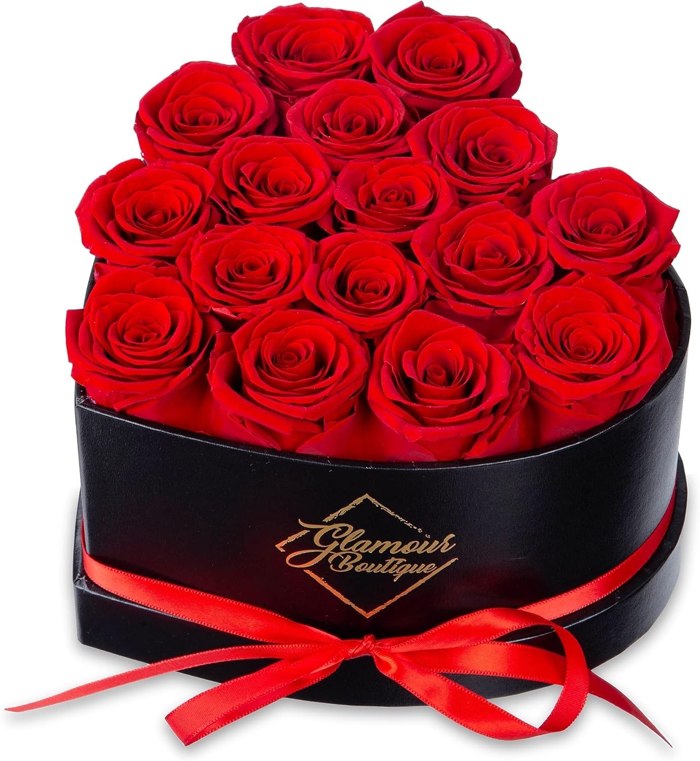16 Red Roses in Heart Shape Box – Eternal Gift for Her