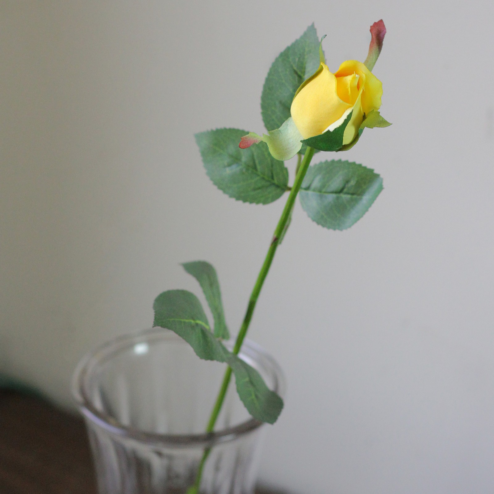 CC Home 23″ Artificial Long Single Stem Yellow Colored Budding Rose Pick