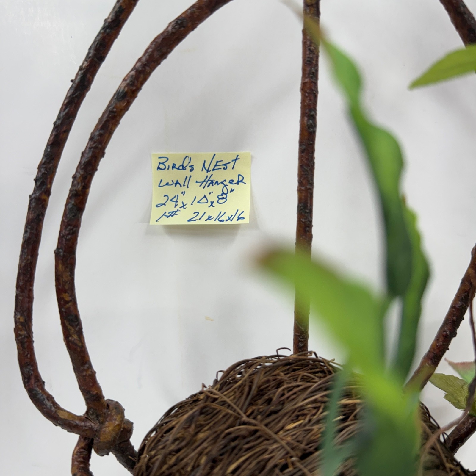 Birds Nest with Leaves & Vines 24″t X 10″w