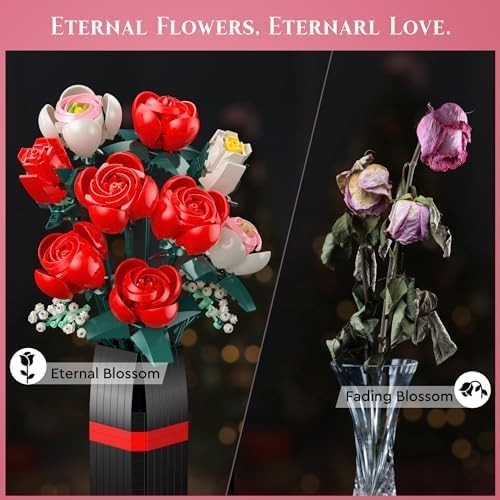 Lego Flowers Bouquet Building Set, Creative Artificial Wildflowers Botanical